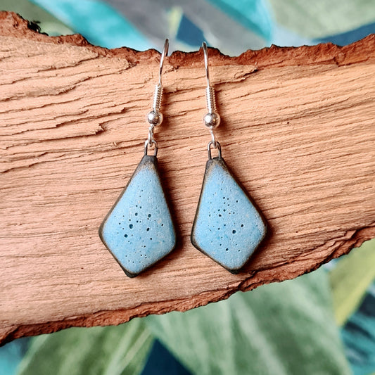 Handmade ceramic ice blue dangle earrings