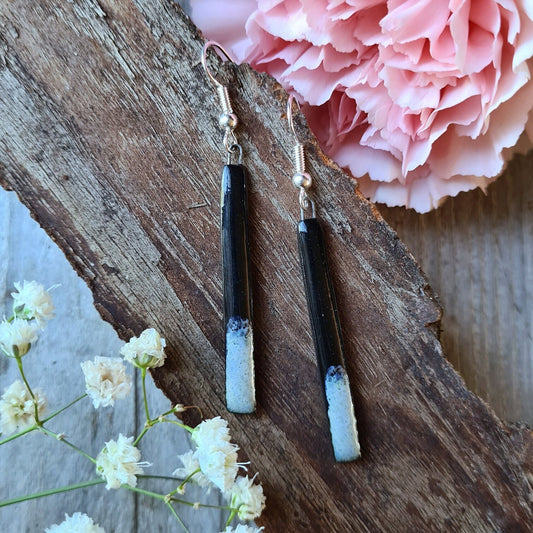 Handmade ceramic earrings gray/black